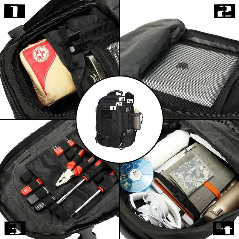 65L Military Backpack for Men, Molle Tactical Rucksack, Waterproof Hiking Bag, Outdoor Survival Gear & Camping Equipment