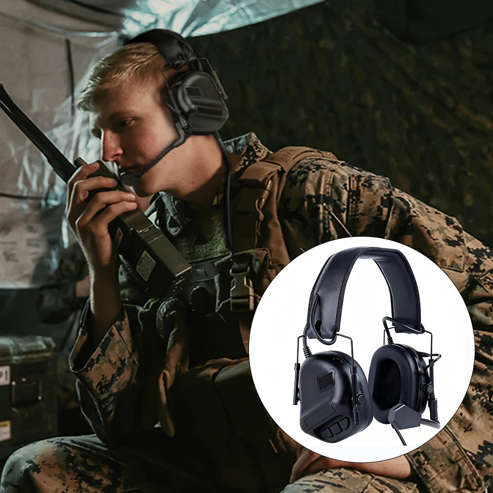 Tactical Earmuffs with Mic Electronic Hearing Protection Active Noise Cancelling and Sound Amplification with PTT