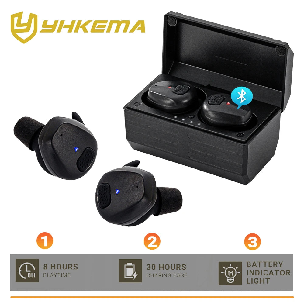 YHKEMA Tactical Bluetooth Earplugs Electronic Shooting Noise-Proof Earbuds/Noise-Cancelling Hearing Protection Earmuff