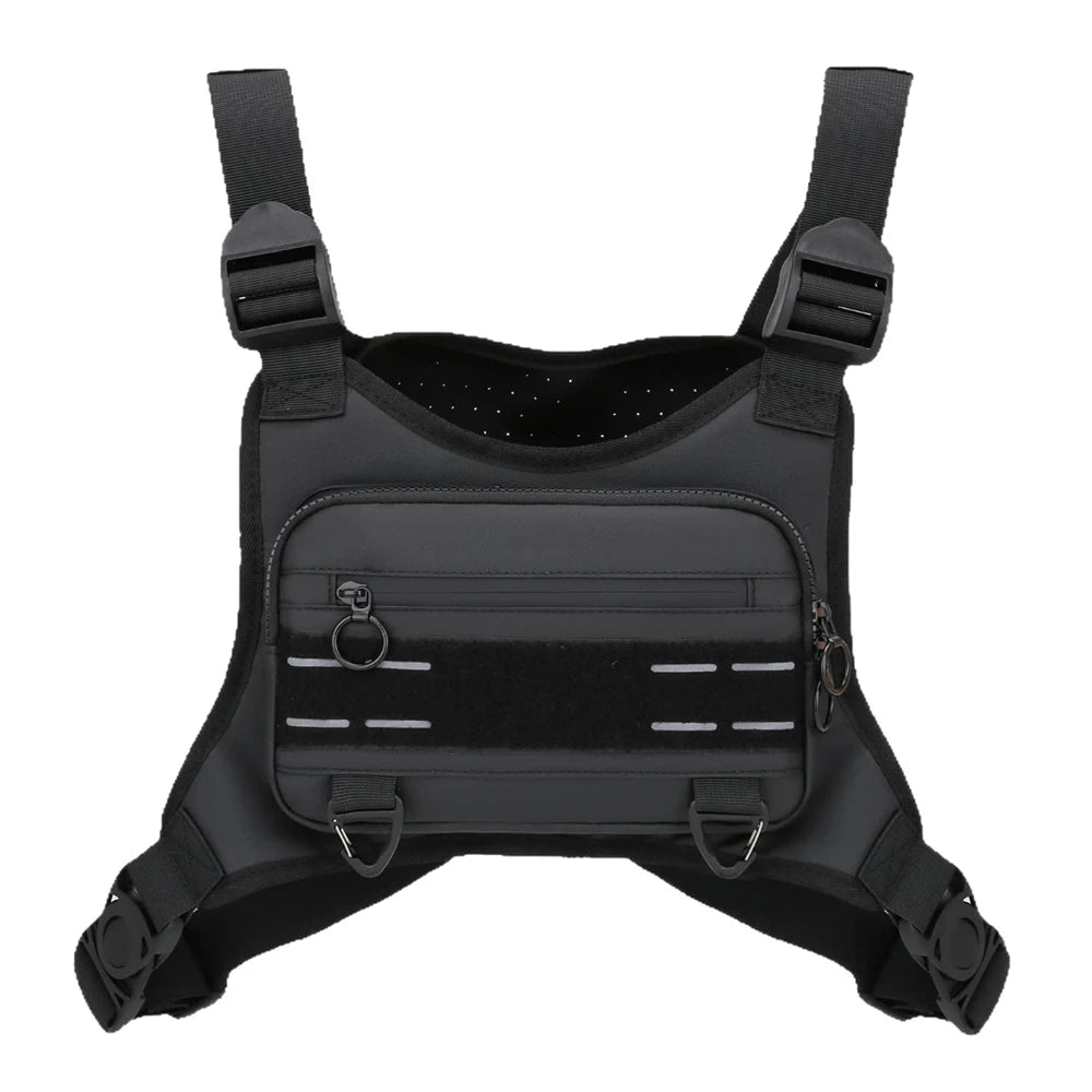 Sports Chest Bag For Men, Water Resistant Lightweight Front Running Vest Bag With Built-In Phone Holder & Extra Storage For Workouts, Cycling, Running
