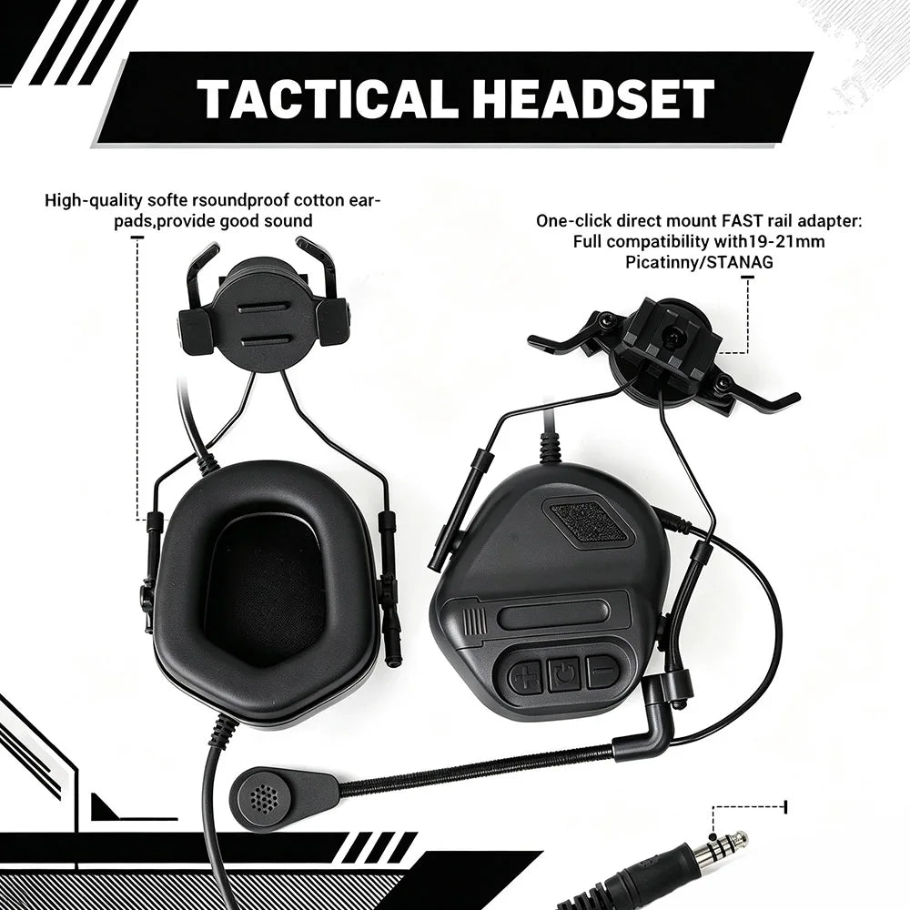 FAST Tactical Helmet Set with Communication Headset Mesh Mask Airsoft Helmet Kit for Military CS Combat Cosplay Outdoor Training
