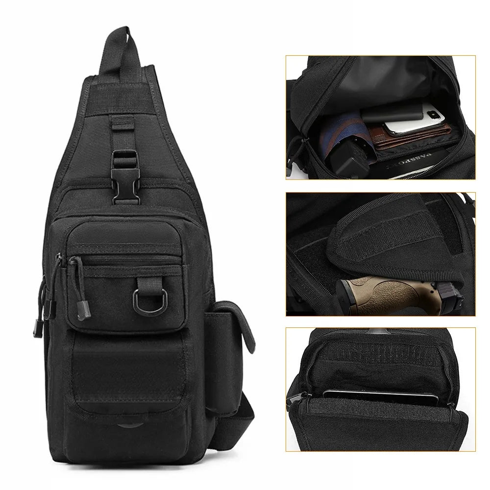 Tactical Pistol Bag Carry Gun Bag Concealed Pistol Holster Handgun Carry Pouch Outdoor EDC Tools Bag Adjustable Sling Backpack