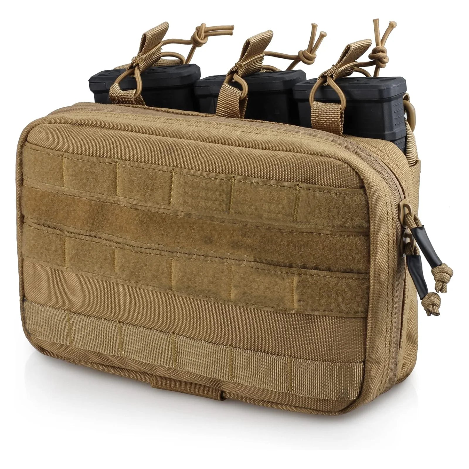 Tactical Mag Admin Pouch, Molle Utility Tool Pouch Medical EMT Organizer with Triple Stacker Magazine Holder for M4 M16