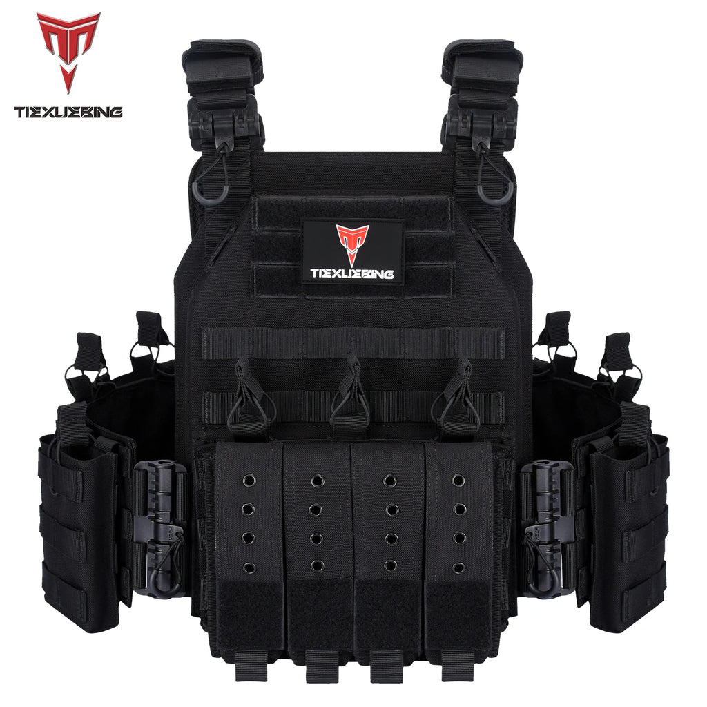 Tiexuebing 1000D Plate Carrier 6094Tactical Vest Outdoor Hunting Protective Adjustable Molle Vest for Airsoft Combat Accessories