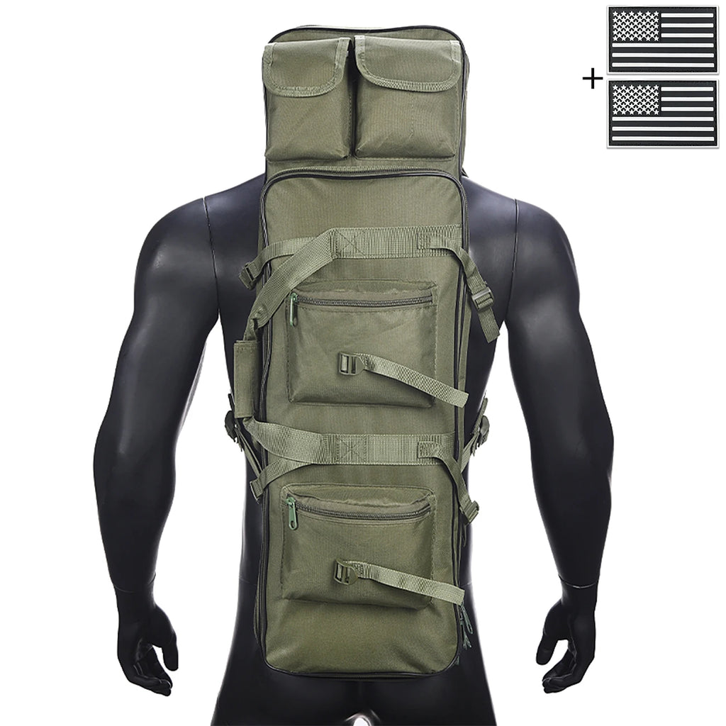 Outdoor hunting long equipment backpack multifunctional storage bag, adjustable shoulder straps, multiple storage pockets