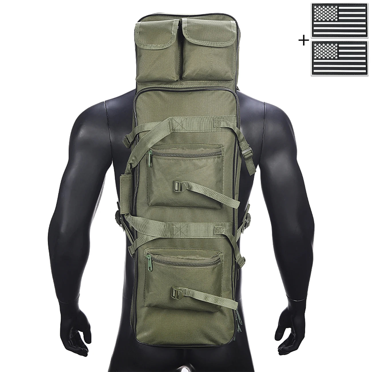 Outdoor hunting long equipment backpack multifunctional storage bag, adjustable shoulder straps, multiple storage pockets