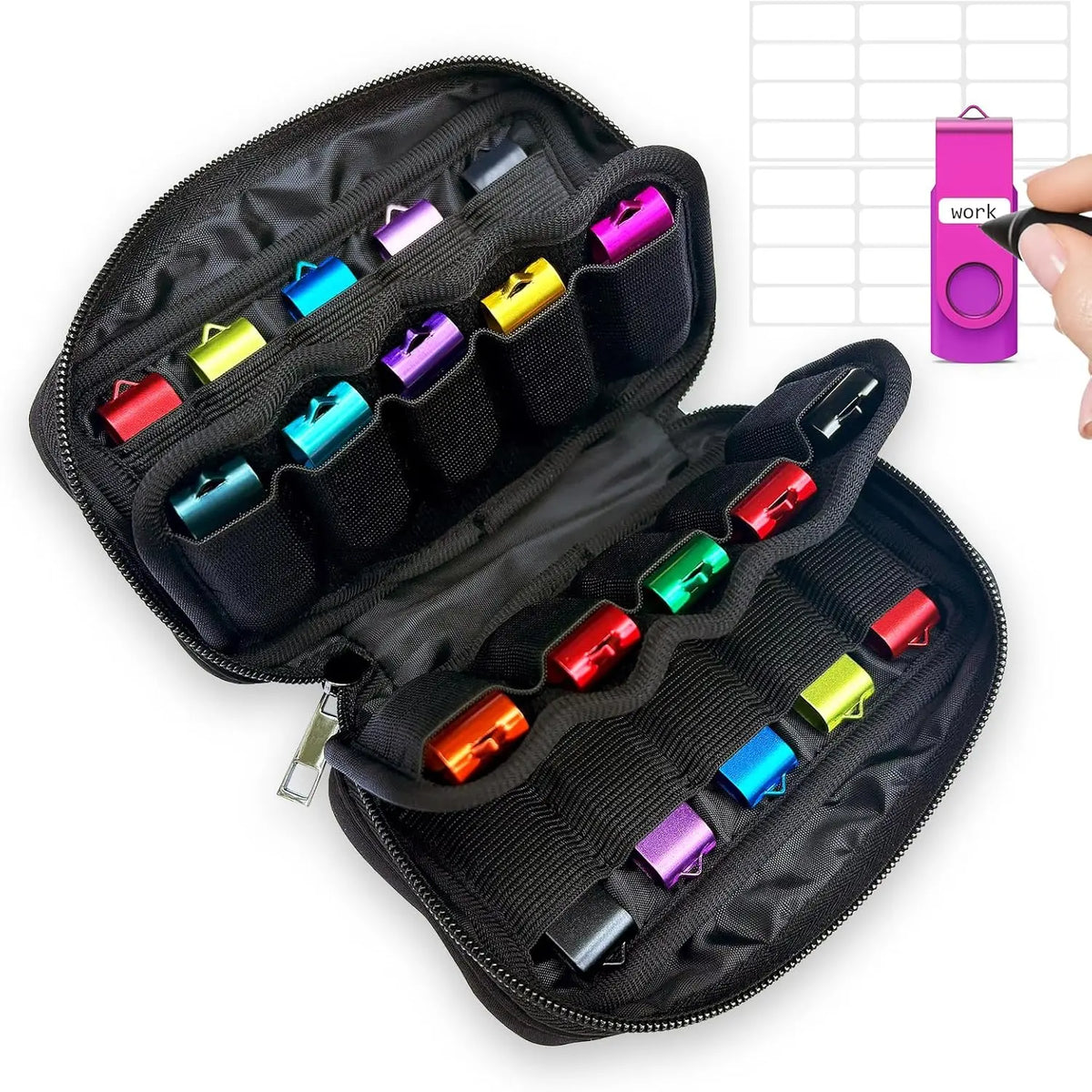 Flash Drive Case USB Holder Storage Bag For Thumb Drives Lightweight Protects Stores Small Items 6 10 20 Slots