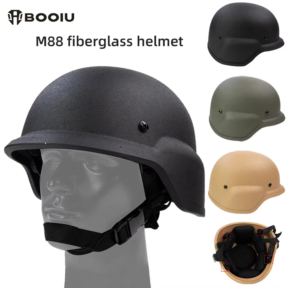 BOOIU M88 Steel Tactical Helmet FRP Explosion-Proof Helmet 1.3kg Fiberglass Protective Helmet Suitable For Outdoor Training