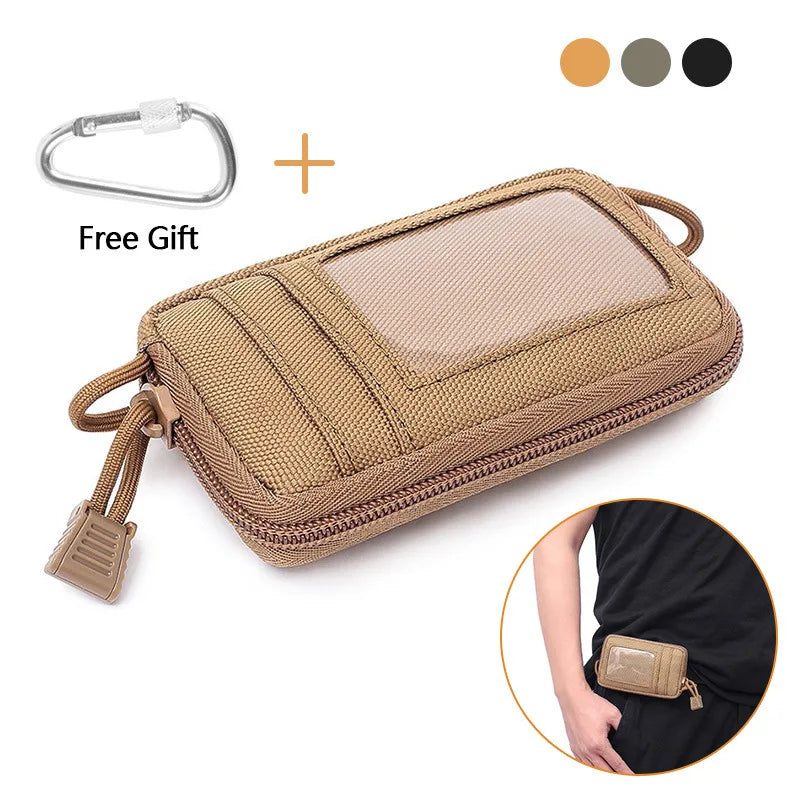 Tactical Waterproof Card Pack Outdoor EDC Pouch Key Purse Wallet Travel Kit Coin Purse With Card Slots Pack Zipper Waist Bag