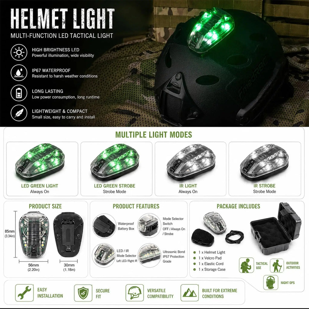 Tactical Helmet Kit Airsoft FAST Helmet Set with Red/Green Light Quad NVG Model Signal Light Headset for Paintball CS Cosplay