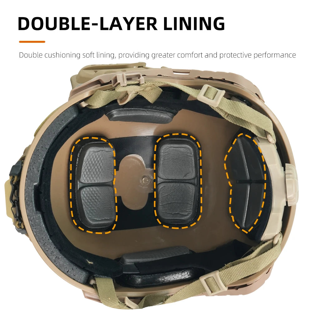 BOOIU Fast Tactical Helmet Adjustable Knob ABS High Cut Guide Rail Damping Protective Helmet Outdoor Airsoft Helmets