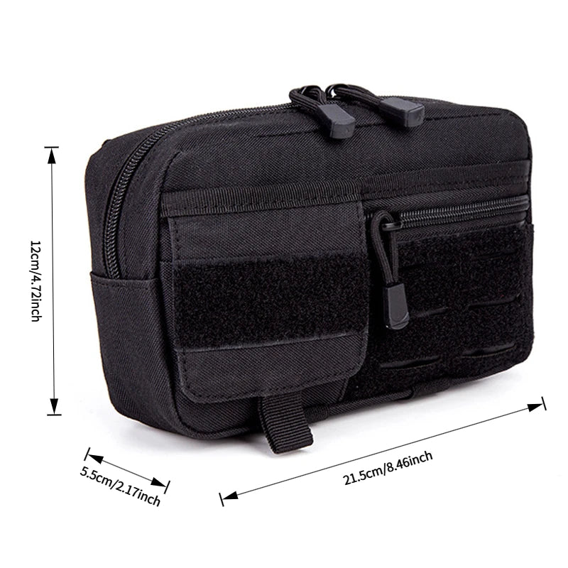 Tactical Molle Horizontal Admin Pouch with Front Drawstring Pocket EMT Pouch EDC Utility Orgaznier Bag Hunting Fanny Pack