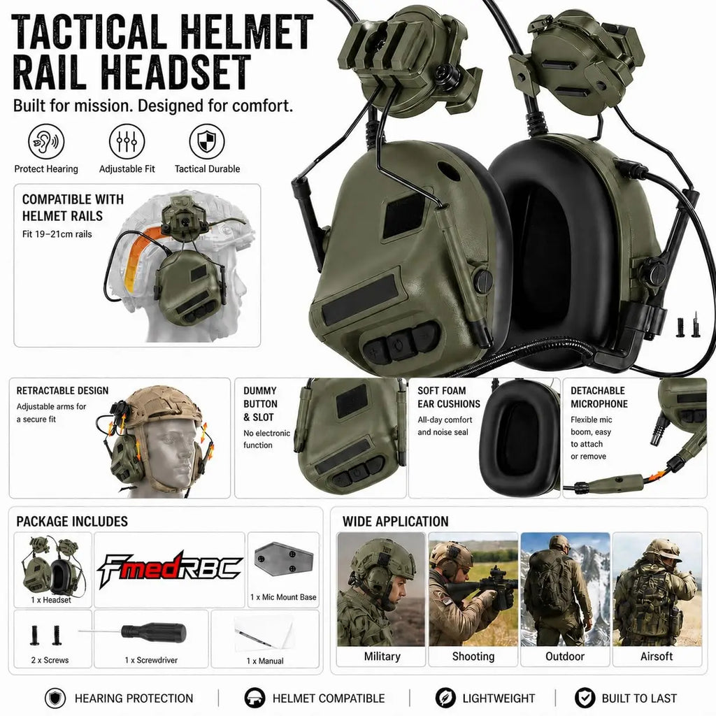 Tactical Helmet Kit Airsoft FAST Helmet Set with Red/Green Light Quad NVG Model Signal Light Headset for Paintball CS Cosplay