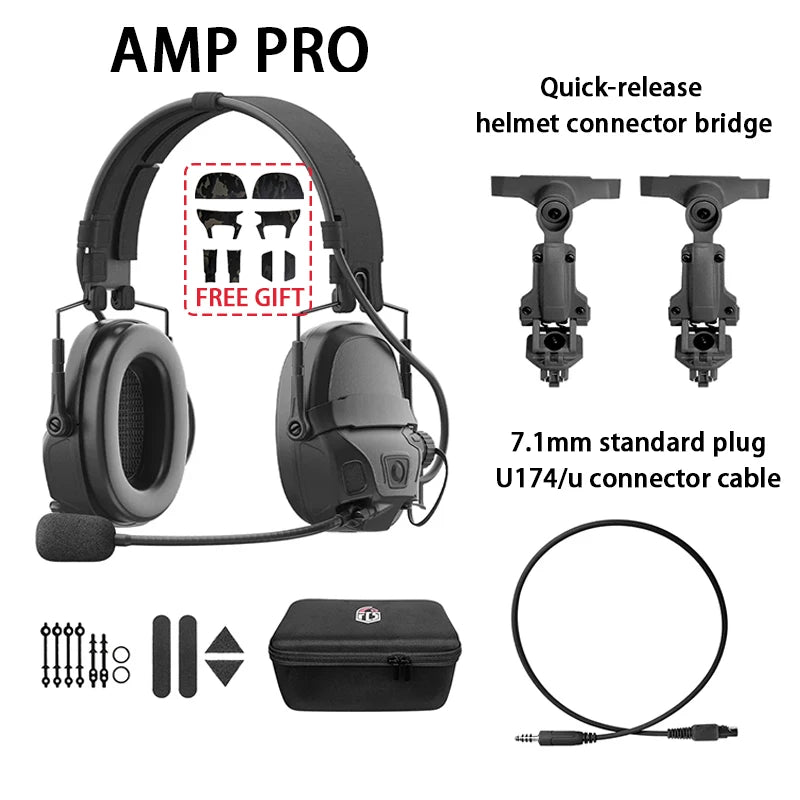 FCS-TACTICAL Upgraded AMP PRO Digital Version Pickup Noise Reduction Communication Headset Shooting  Hearing Protection Headset