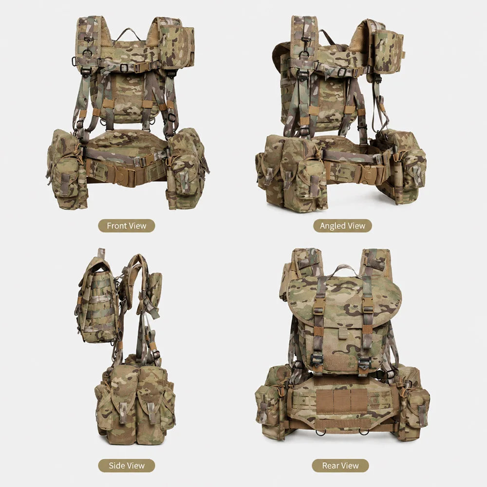 Adjustable Tactical Vest Modular Load-Bearing Harness with Utility Pouches for Airsoft Hunting Outdoor Field Training Equipment