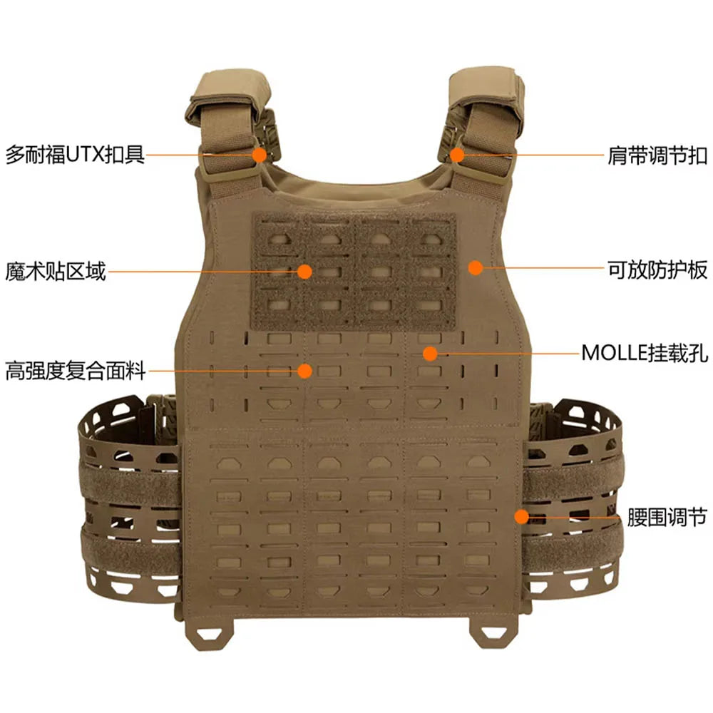 Men's Quick-Release Tactical Vest Lightweight Modular 3D Breathable Outdoor Training Vest for Shooting Hunting Hiking Camping