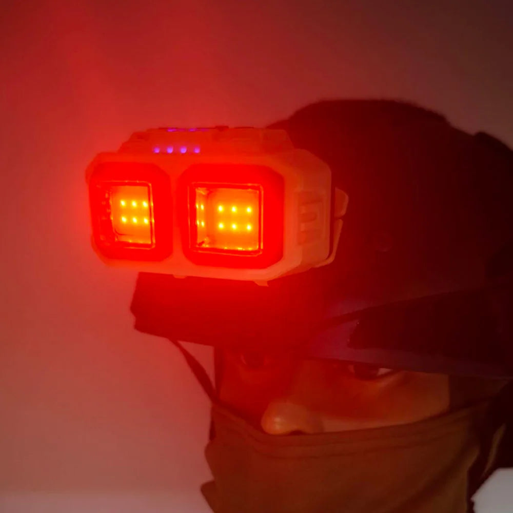Tactical FAST MICH NVG Helmet Light Red Signal Light Sensor Headlamp  USB Charging Headlight For Outdoor Camping Fishing