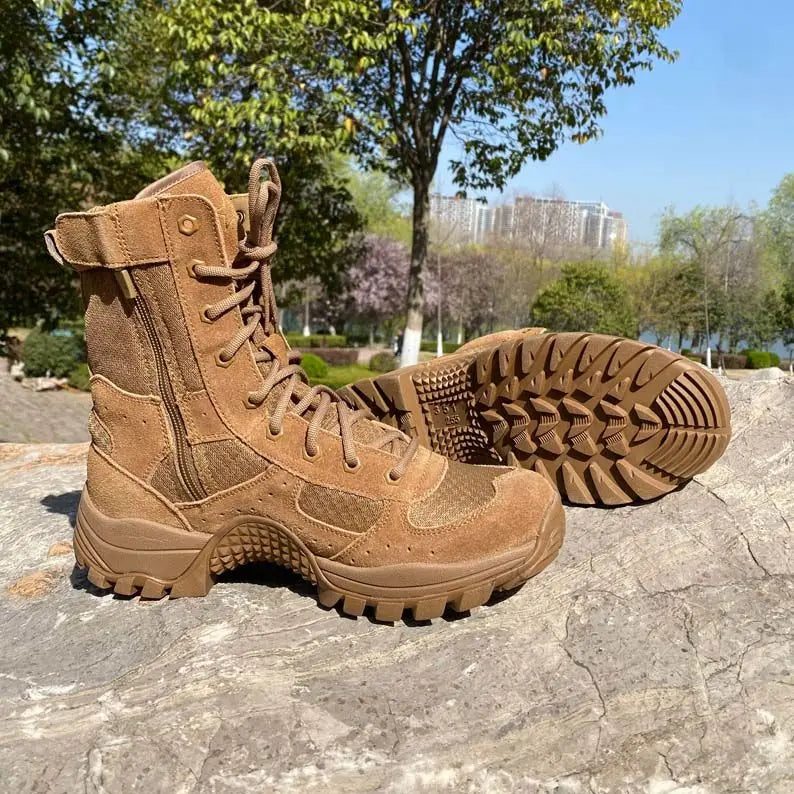 Summer Mesh Breathable Men's Wear-Resistant High-Top Zipper Puncture-Proof Desert Boots