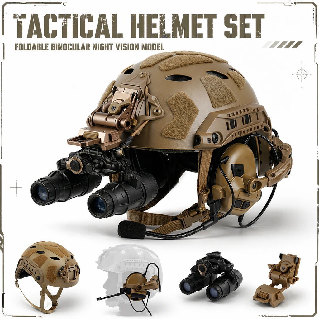 New Tactical Helmet Set with DTNVS Night Vision Goggles Military Headset for Airsoft Cosplay
