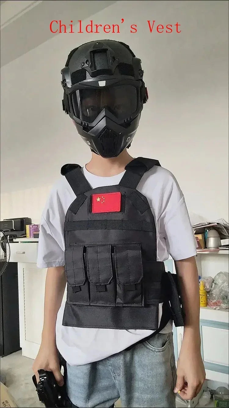 Nylon Gear Tactical Vest Body Protection Hunting Carrier Children Accessories 6094 Pouch Training Camping Kid Camo Vest