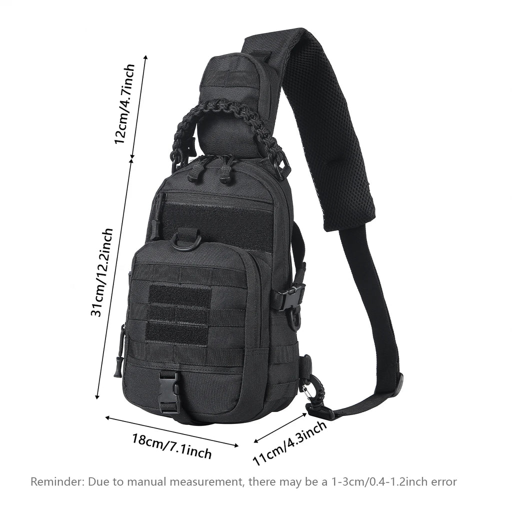 Outdoor sports multifunctional chest bag and crossbody bag with MOLLE webbing system layered design for easy access