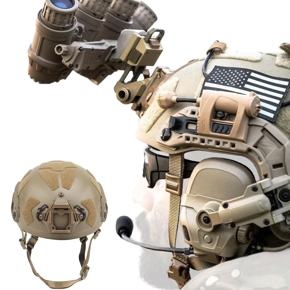 Airsoft Paintball Helmet Tactical Set, GPNVG-18 L4G24 NVG Mount,Communication Headset,Lighting,Wind Goggles for Outdoor Hunting