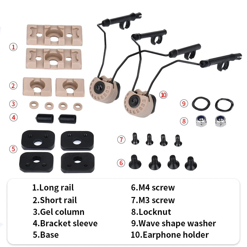 WADSN Sordin Tactical Headset Bracket 360° adjust Fast Headset Rail Suspension Adapter Mount MSA C2 Helmet Accessories