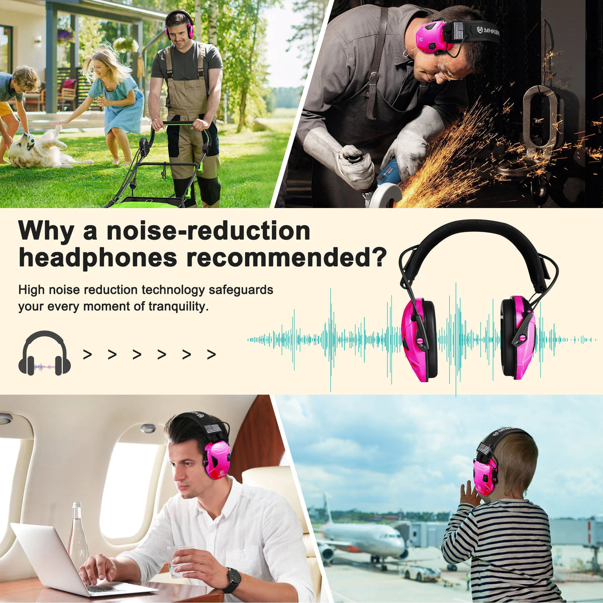 Electronic Shooting Ear Protection YHKEMA NRR23 Foldable Tactical Earmuffs Adjustable Volume For Shooting Range Hunting