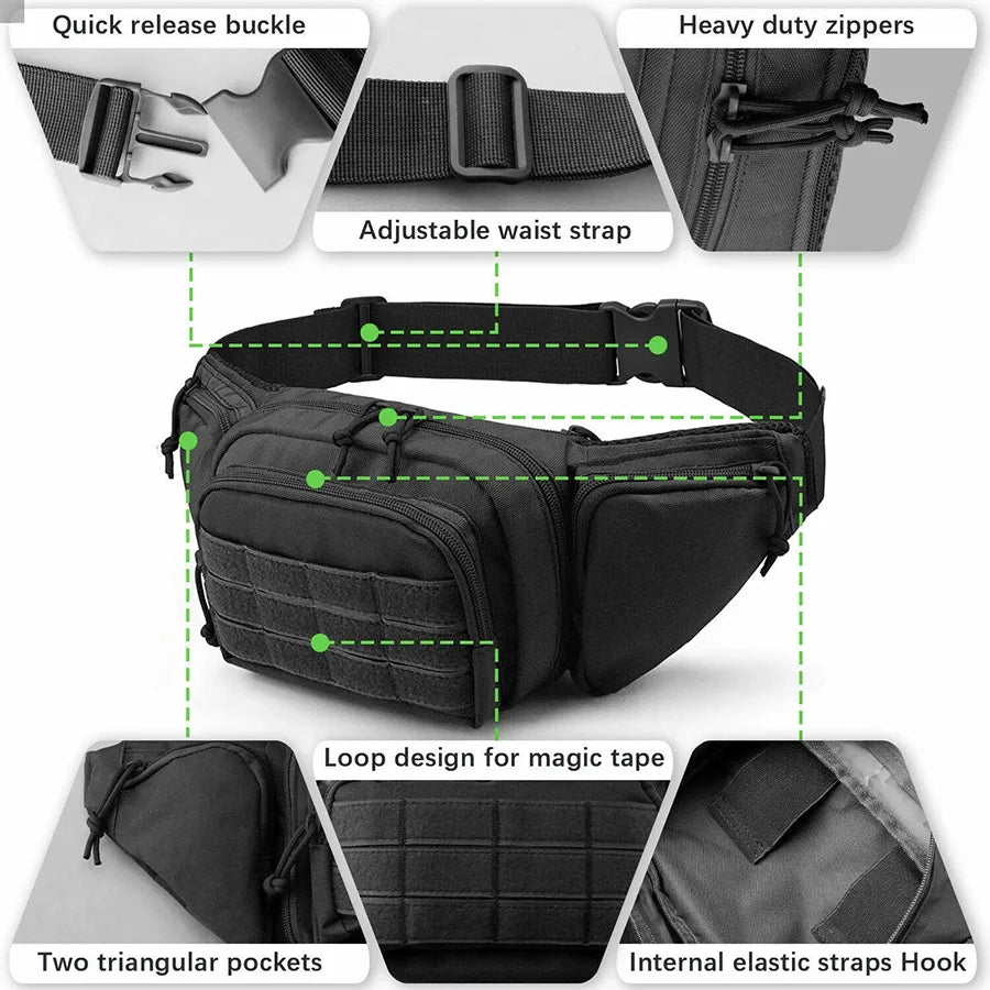 Tactical Waist Pack Outdoor Hiking Waist Bag Running Sports Functional Bag Cycling Bag Bum Bag Multi-functional Tool Shoulder