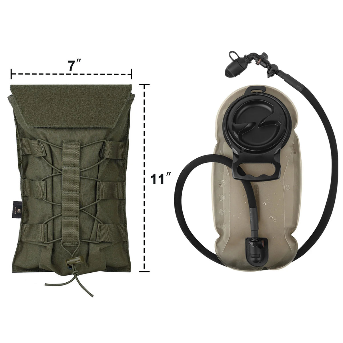 KRYDEX 500D Tactical 1.5L Hydration Carrier MOLLE Pouch Modular 50oz Water Bladder Bag Pack Hunting Outdoor Hiking Accessories