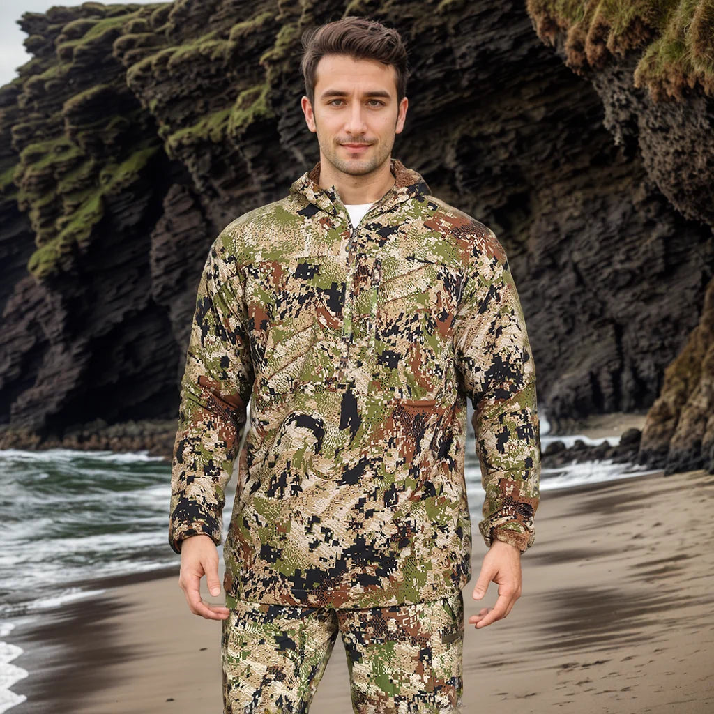 Ambient Hoodie Hunting Apparel Outdoor Camo Hoodie Spring Fall Fleece Lining Hunting Light Jacket