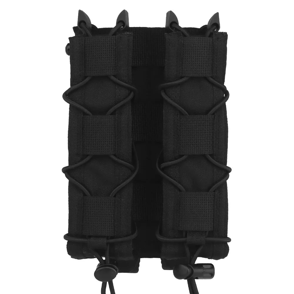 Tactical Tiger Type Long Double Quick Pull Mag Pouch 9mm/.45 Mag Holde for MP5 MP7 MOLLE System Extended Gear