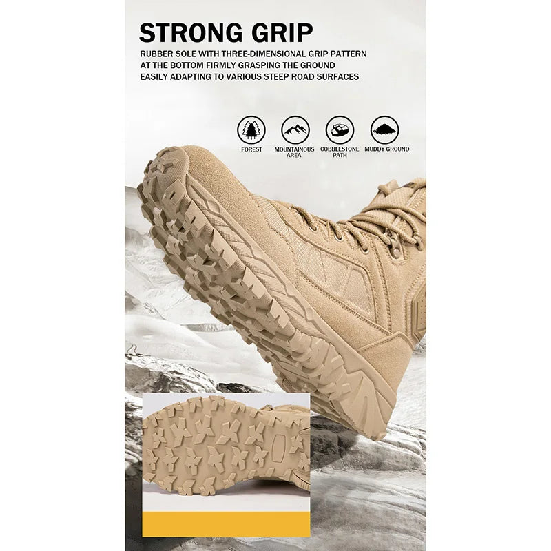 Topfight New Style Men Women Tactical Boots Special Forces Boots Outdoor Hiking Shoes High Tube Combat Ankle Boots Size 39-46