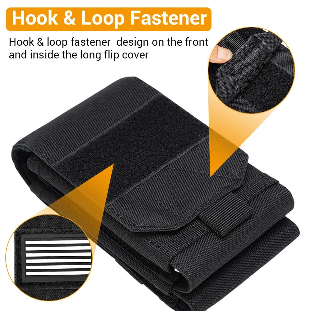 Tactical Molle Phone Pouch Double-Layer Utility Tool Pouch with Hook&Loop Fastener Belt Pouch for Outdoor Camping