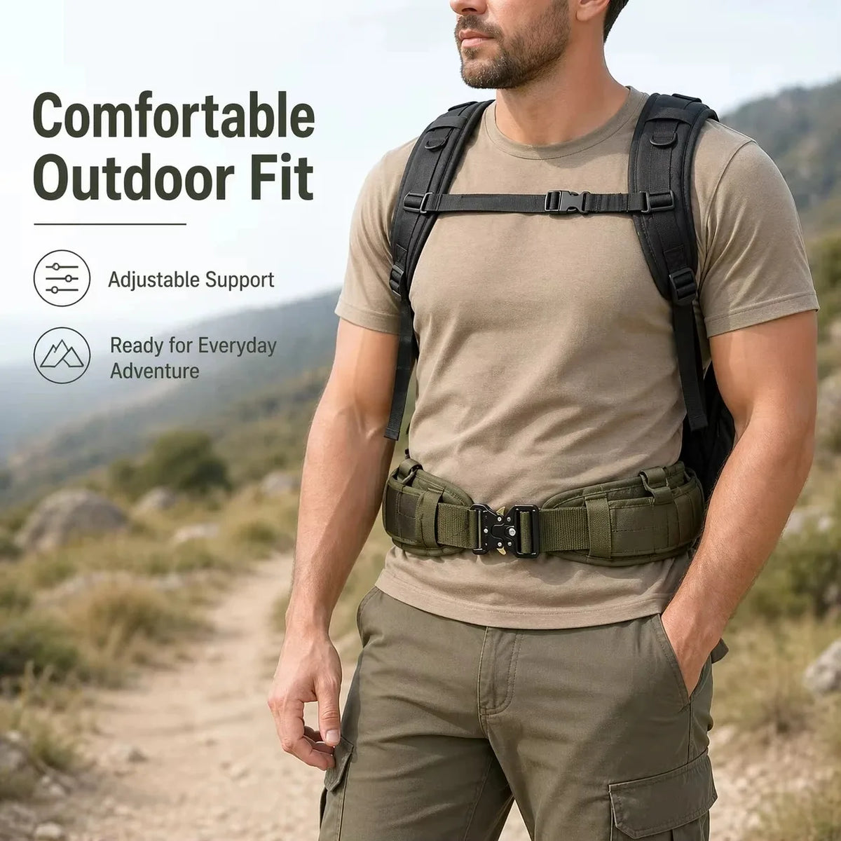 Outdoor Hunting Adjustable Padded Breathable Tactical Belt Multi-Function Buckle Nylon High Quality Outdoors Sport Canvas Belt