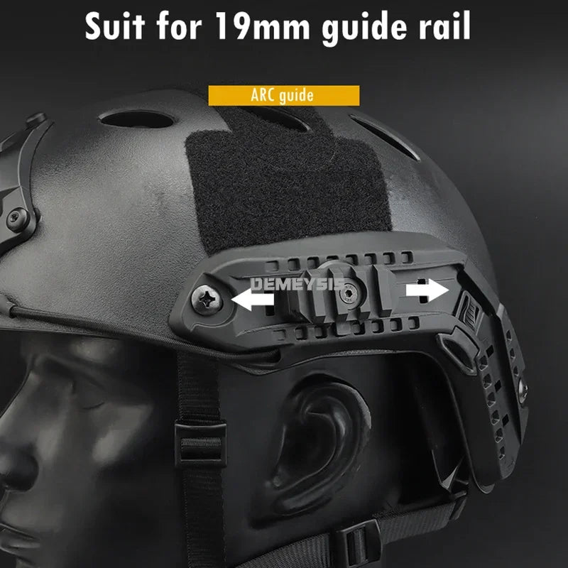 Tactical Picatinny Mount Adapter for ARC Rail Equipped ACH / Fast / MICH Combat Helmet Adjustable 360 Degrees ARC Guide Rotation