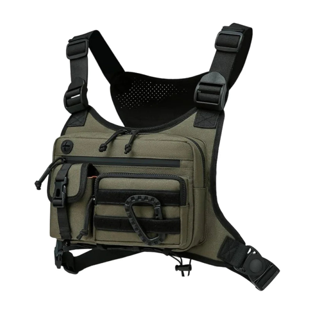 Outdoor Sports Chest Bag Multi Pocket Cycling Chest Bag Adjustable Strap Nylon Hunt Vest Bag Travel Commute Sports Backpack