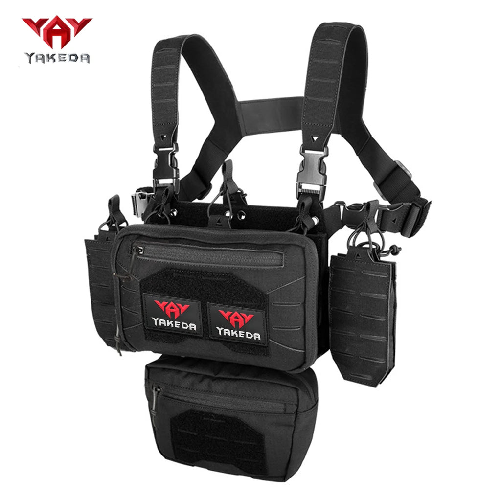 YAKEDA modular chest hanging hunting vest with quick release buckle and laser cutting MOLLE suitable for outdoor sports