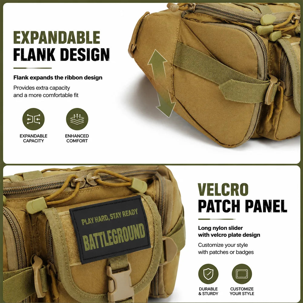Tactical Outdoor Nylon Waist Bag, Simple Multifunctional Slanted Chest Bag, Large-Capacity Outdoor Sports Waist Bag for Camping, Fishing, Hiking, Hunting