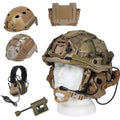 Tactical Airsoft Helmet Set FAST Protective Helmet with Headphones Helmet Light Battery Pack for CS Wild Shooting Role Playing