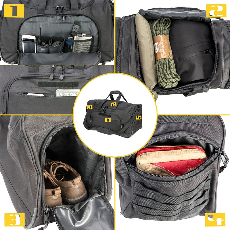 LQARMY 40L Waterproof Gym Bag Men Sports Travel Bags Tactical Duffle Luggage Outdoor Fitness Training Bag