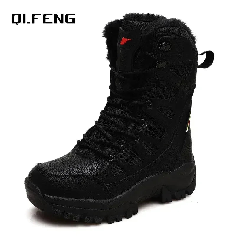 New High Top Men's Shoes Waterproof Winter Boots Warm Plush Snow Boots Men Lace Up Casual Anti-Slip Ankle Footwear 36-46