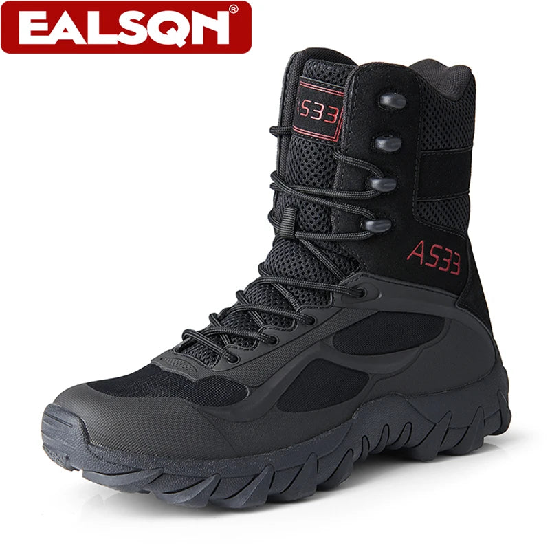 Men’s Military Tactical Boots Anti-wear Non-slip Hiking Combat Shoes Outdoor Boots for Camping Hunting Work Plus Size 39-47