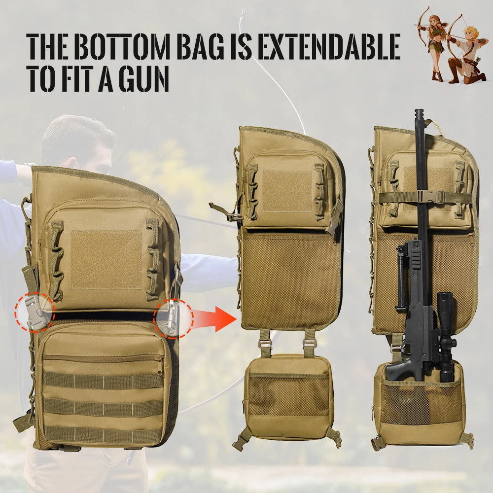 Tactical Archery Arrow Quiver Backpack Large Capacity Nylon Breathable Bag for Outdoor Hunting Hiking Target Practice