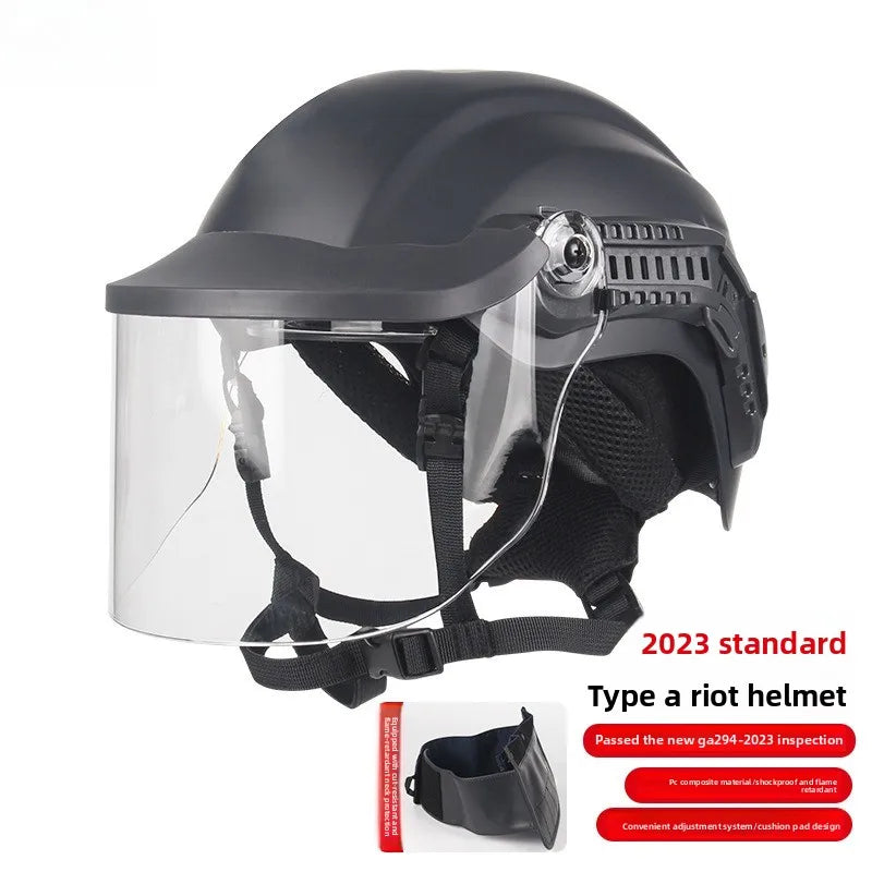 Type A Anti-riot Helmet Tactical Helmet Face Shield Helmet Anti-cut Flame Retardant Leather Neck Guard Neck Safety Protection