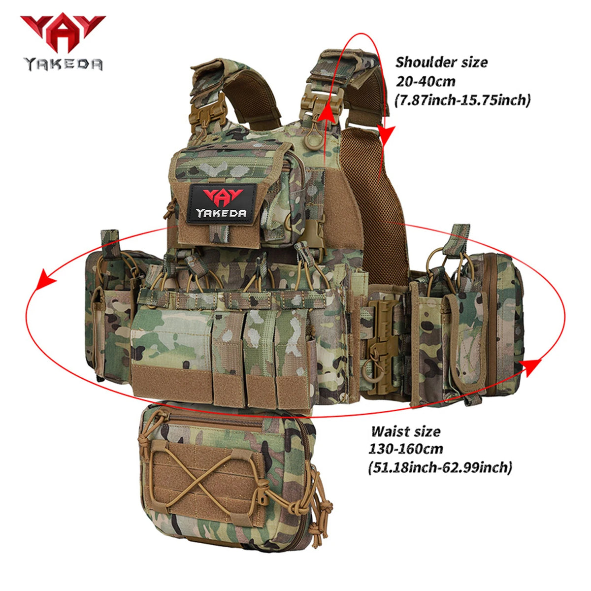 YAKEDA buckle quick release structure adjustable buckle shoulder strap breathable mesh MOLLE system hunting vest