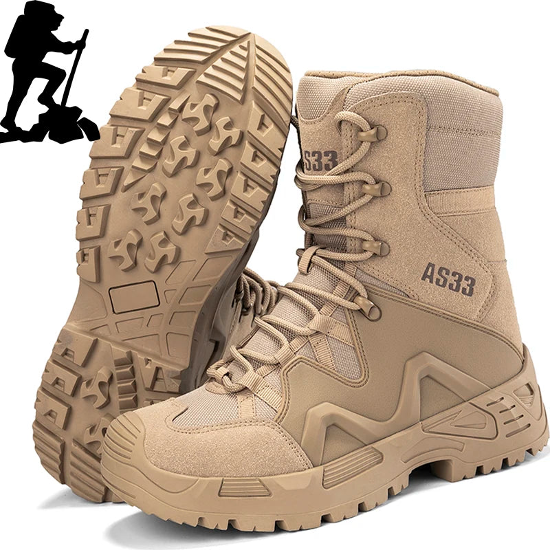 Men High-top Hiking Shoes Outdoor Shoes Non-Slip Casual Trekking Boots Hiking Boot Lace Up Hunting Tactical Trekking Sneakers