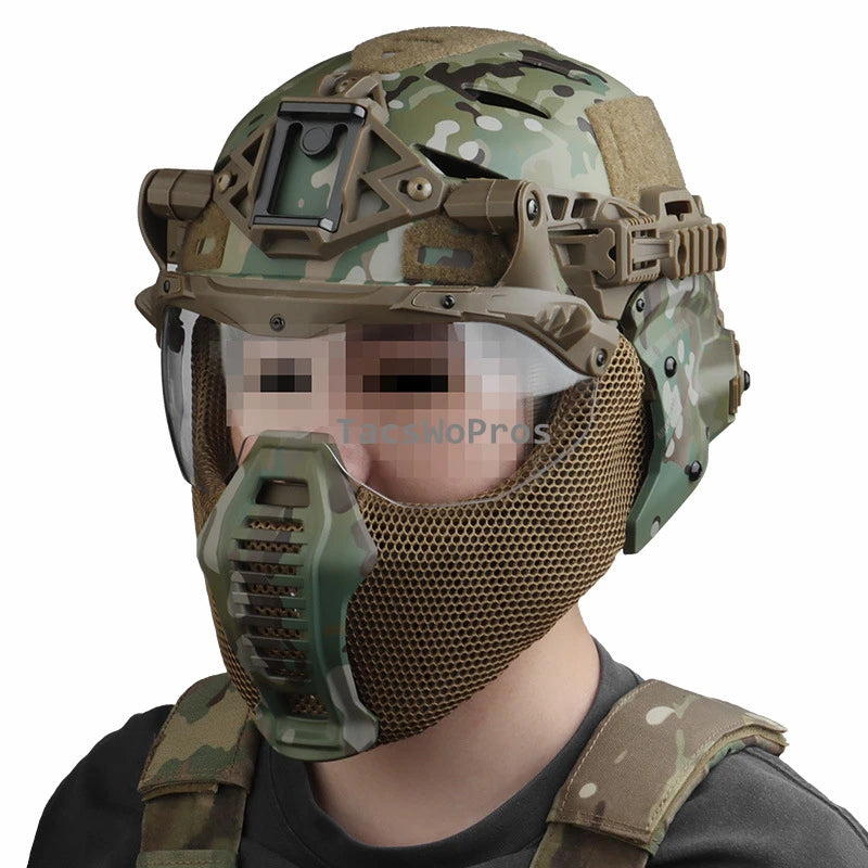 Tactical Full Covered Helmets Kit Hunting Airsoft Training Gear Wendy 3.0 Full Covered Helmet Removable Goggles Mask