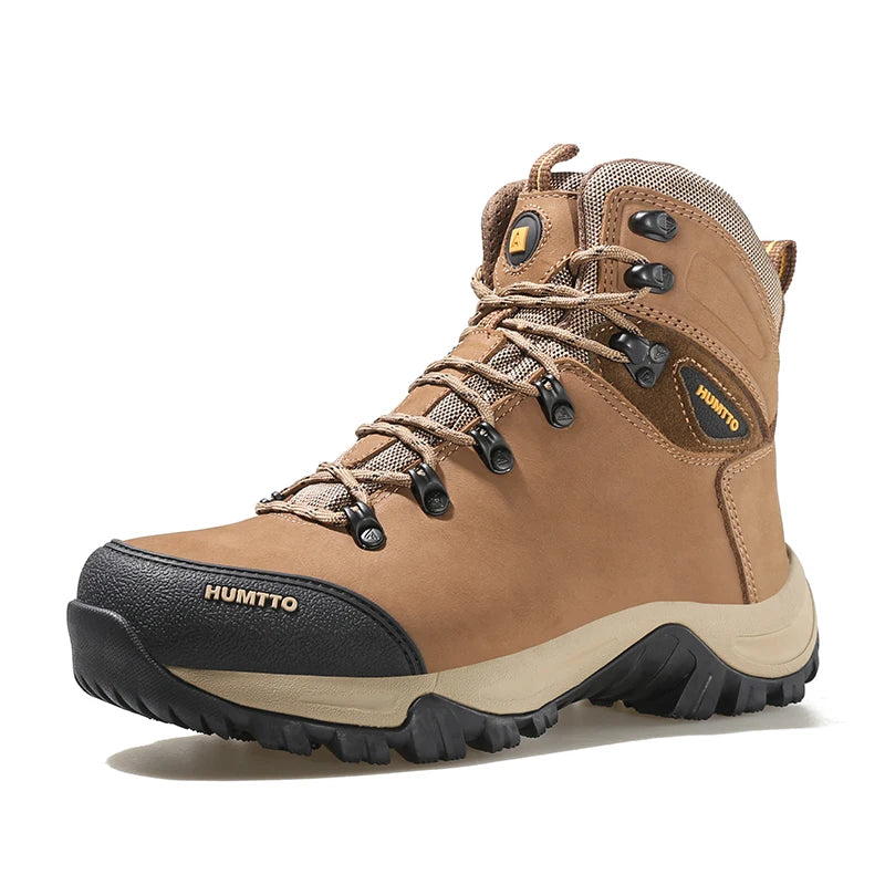 HUMTTO cowhide Waterproof Hiking shoes Men's Sneakers hunting Boots Tactical Desert Combat Ankle Male Women warm trekking Boots