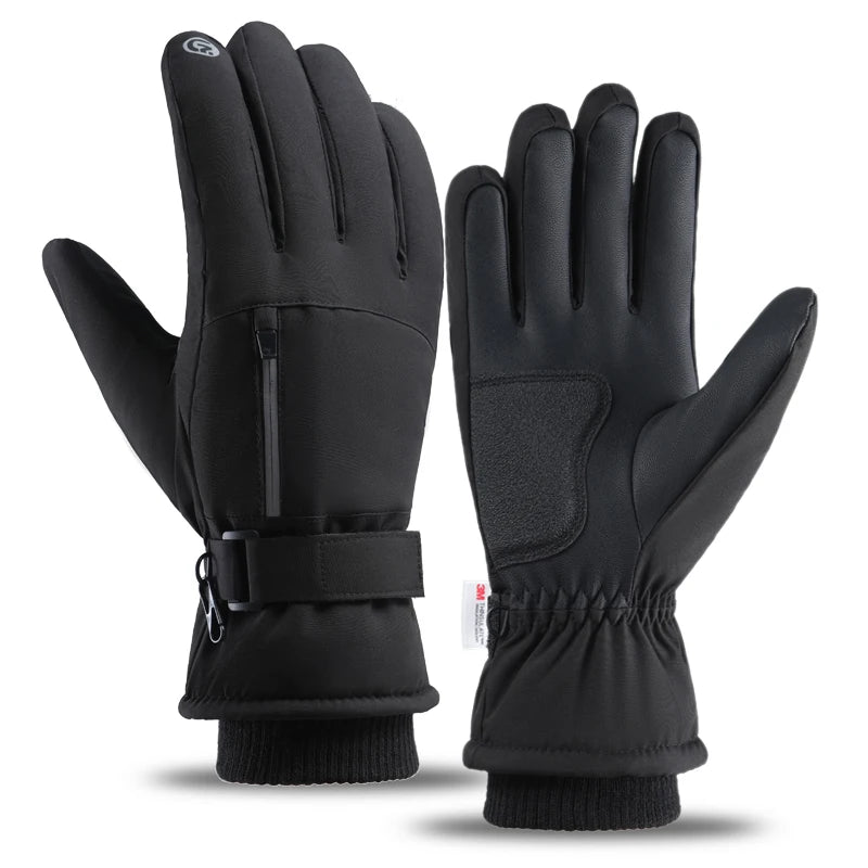 CHRLCK Winter Thermal Full Finger Cycling Gloves Men Women Windproof Waterproof Bicycle Gloves Fleece Sking Riding Gloves
